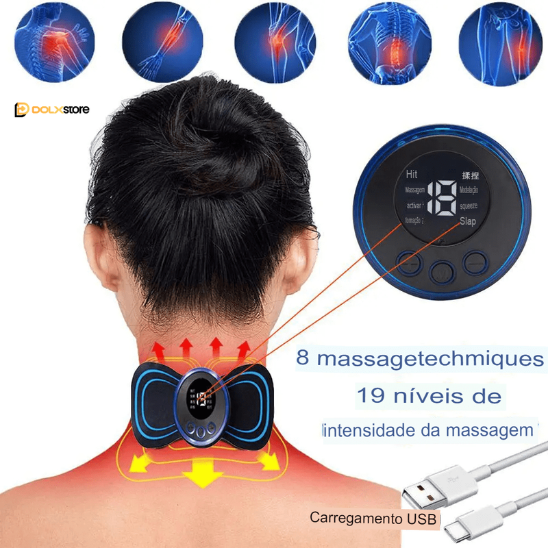 Mini Massageador Portátil para Dores e Inchaços, Estimulador Muscular, Cervical e Corpo Saudável