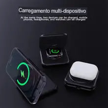 Carregador de Bolso 3 em 1 | Magnetic Charger | O mais Compacto e eficiente carregador de Celular, Relógio e Fones do mercado