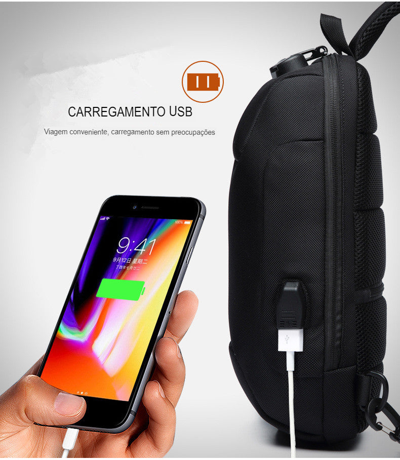 Mochila Street Men | Uso Diário | Pack Anti-Furto | Entrada USB | Anti Chuva | Trabalho | Lazer | Academia