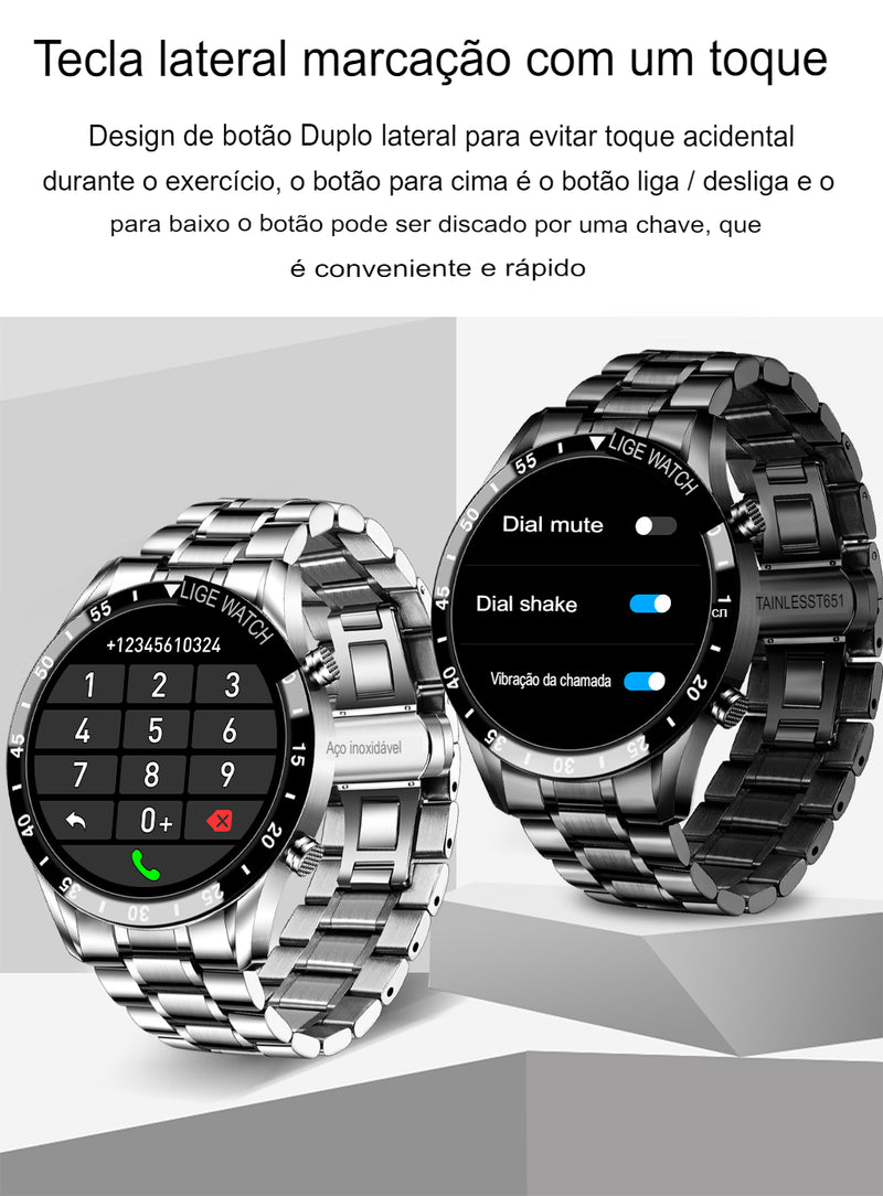 Smart Watch de Luxo Original | Inteligente | Sofisticado | + de 20 Funções | Pressão | Batimentos |Clima | Fitness