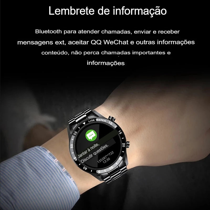 Smart Watch de Luxo Original | Inteligente | Sofisticado | + de 20 Funções | Pressão | Batimentos |Clima | Fitness