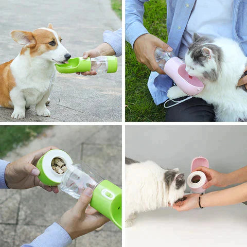 Garrafa Portátil para Pets 4 em 1 - Water Pet, Super útil para seu bichinho ficar bem  hidratado e alimentado